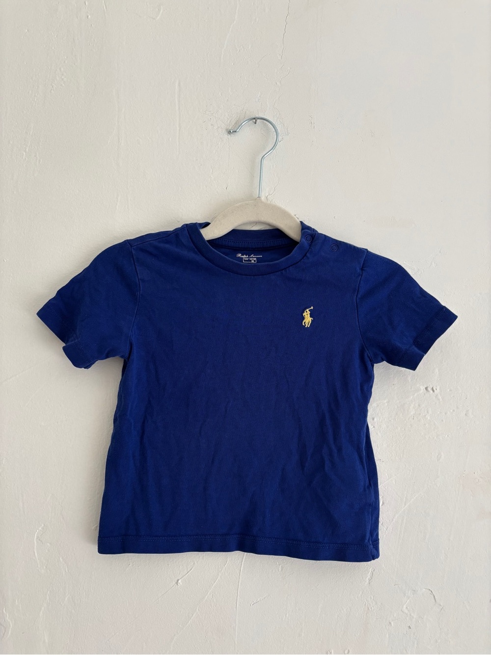 Ralph Lauren Navy Tee with Yellow Polo Player Embroidery